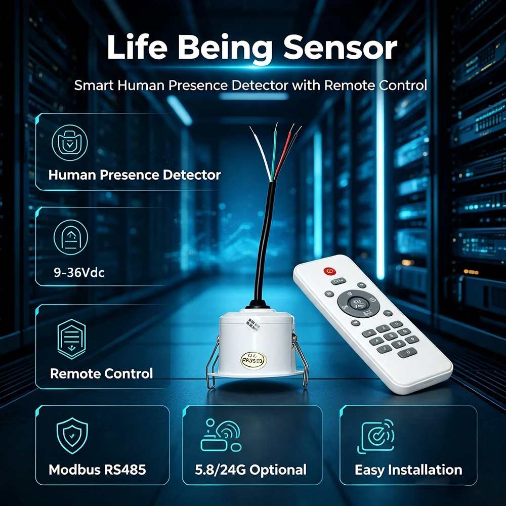Human Presence Sensor 5.8/24G Microwave Detector RS485 Modbus Life Being Radar Movement Detection Support Remote Control