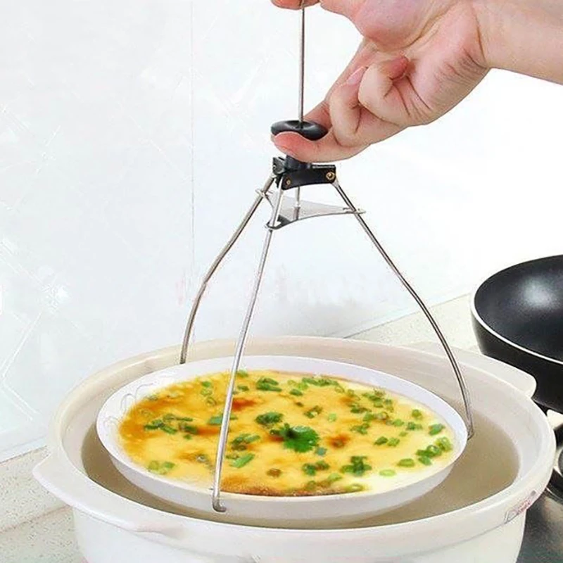 Hot Plate Clip Non-Slip Triangle Design Stainless Steel Bowl Clip Dish Clamp Kitchen Supplies tool accessories