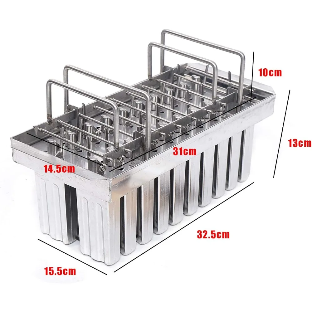 Stainless Steel Ice Lolly Molds Kit Ice Pop Lolly Ice Cream Stick Holder + Cleaning Brush