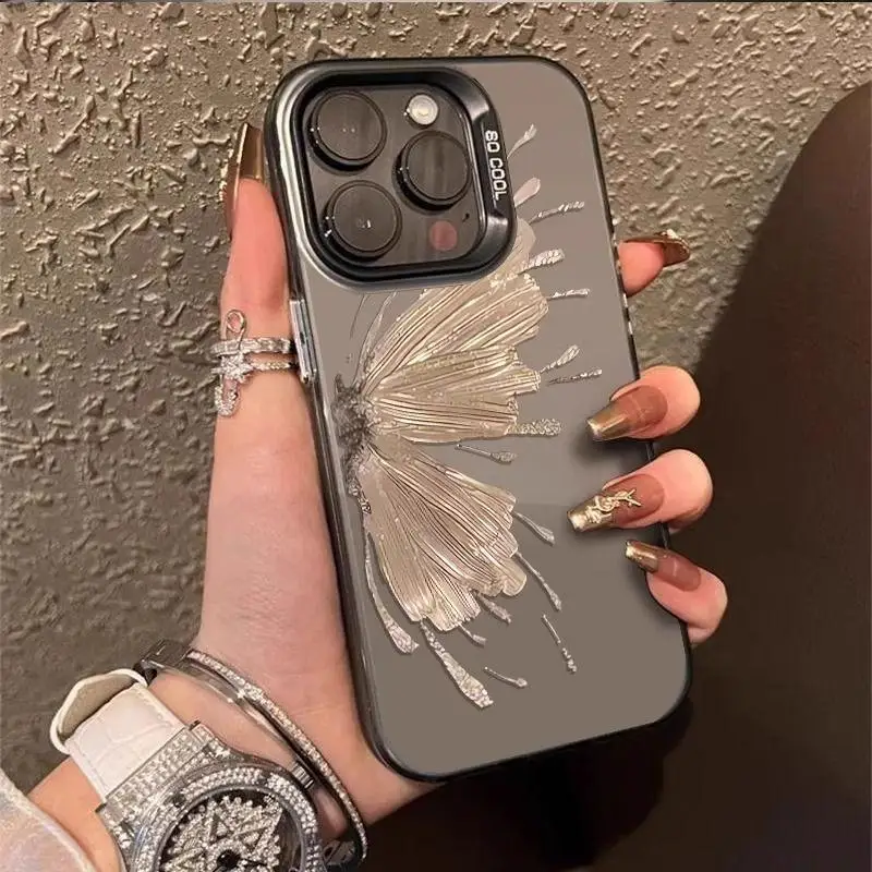 INS 빈티지 스케치 나비 커버 OPPO Reno 12F 11F 10 12 Pro 5G Reno 7 4G A78 A98 5G 실버 레이저 IMD 아크릴 하드 케이스