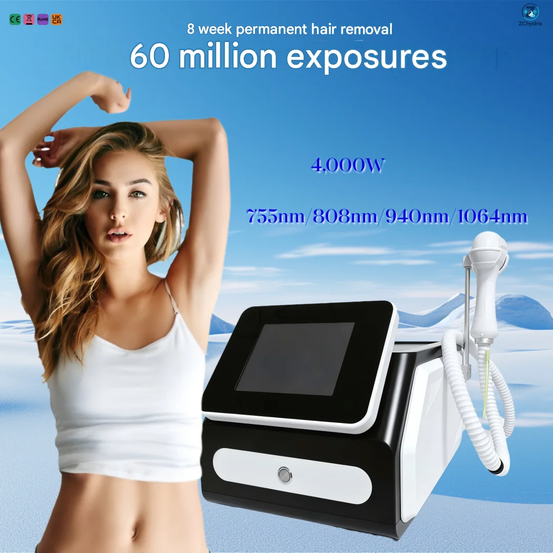 Industrial Laser Hair Removal Machine - 2026 Premium Dioden-Haarentferner 4-Wellenlängen 755/808/940/1064nm Eiskühlung