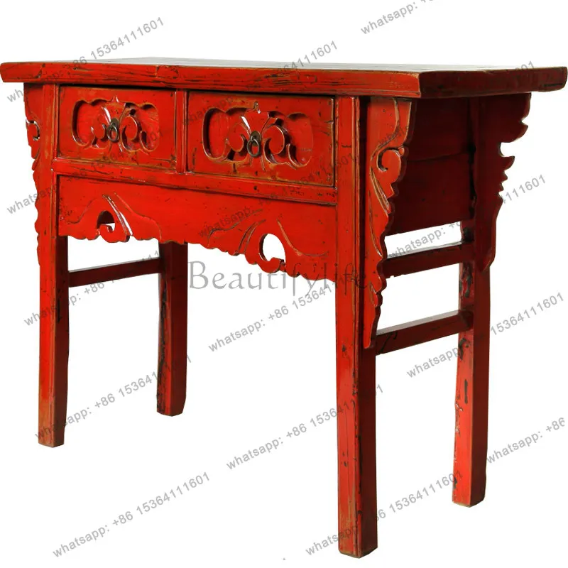 

Solid wood old cabinets, entrance table, storage desk, retro foyer carved strip case furniture