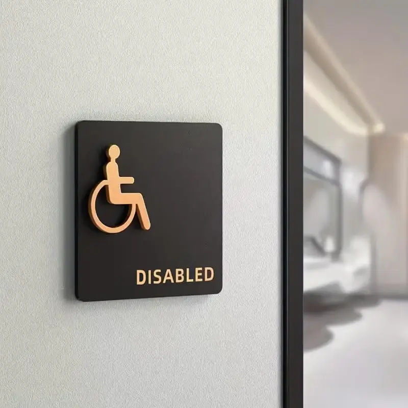 3D Acrylic Toilet Sign Women Men Disabled Bathroom Exit Door Plate For Office Cafe Shop Hotel Restaurant Toilet Creative Sticke