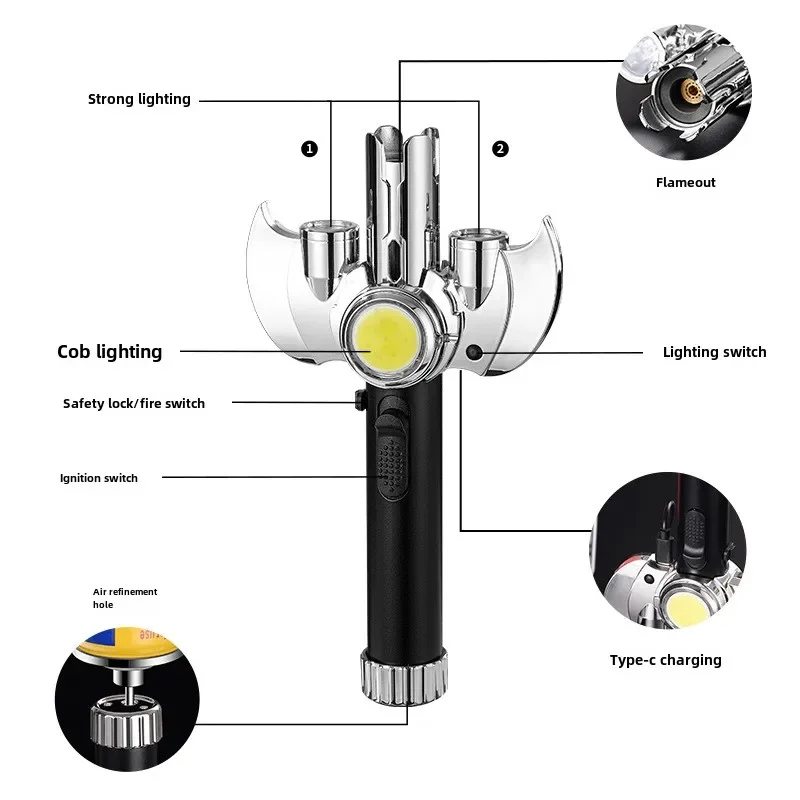 ใหม่มัลติฟังก์ชั่ COB แสง Inflatable ไฟแช็กตกปลากลางแจ้งและ Camping เครื่องมือสเปรย์ปืน Igniter ผู้ชายเครื่องมือกลางแจ้งของขวัญ