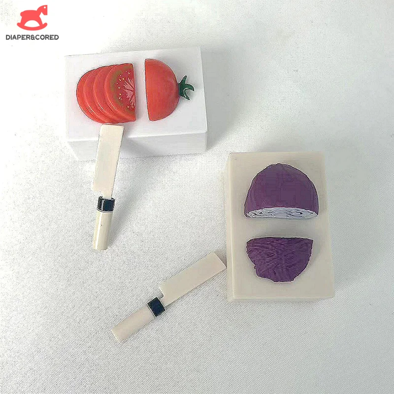 Dollhouse Simulation Kitchen Fruit Vegetable Cutting Model Decoration For Doll House Children Pretend Toy Accessories