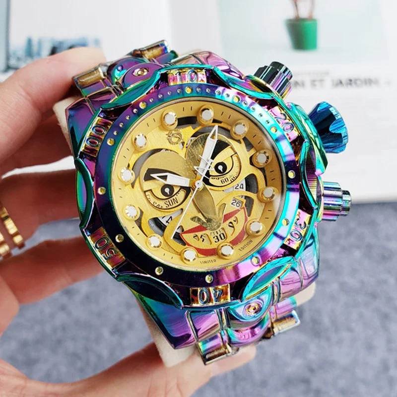 Undefeated Quartz Watches Men Reserve Bolt Zeus Function Invincible Big Dial Joker Male Watch Original Clock Relogio Masculino