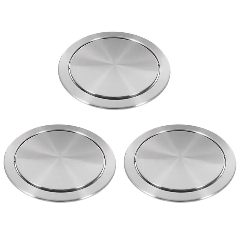 

AA05 3X Trash Can Lid Simple Trash Grommet Embedded Countertop Round Cover Swing Flap Trash Bin Lid