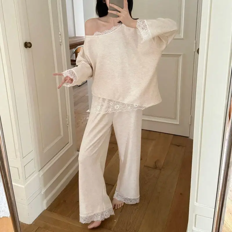 

Women's Pajama Set Fashion Homewear Long Sleeve Off Shoulder Sleepwear Brushed Velvet Outdoor Cute Sexy Autumn Winter Spring