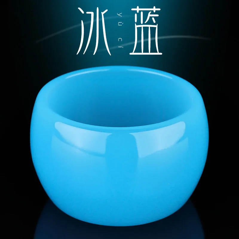Ice Blue Jade Porcelain Tea Cup Azure Glass Chinese Wine Cup Dark Blue Wisdom Kungfu Tea Cup Set Healthy Set
