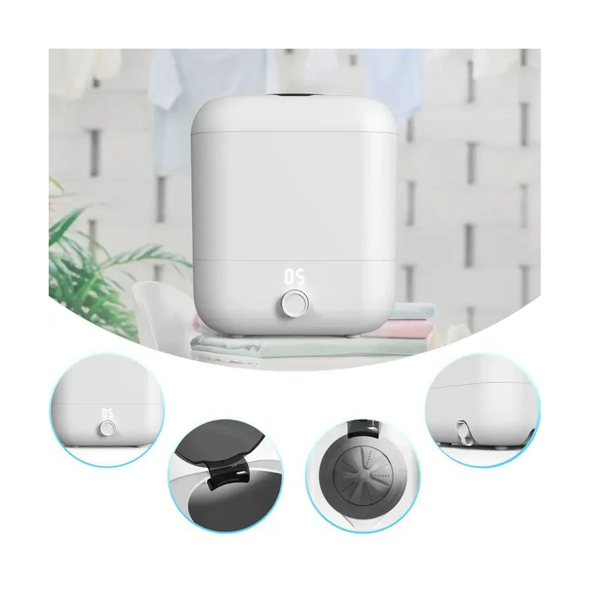 غسالة صغيرة قابلة للشحن 5L 5/10/20 دقيقة وقت الغسيل غسالة محمولة للجوارب الملابس الداخلية حمالات الصدر