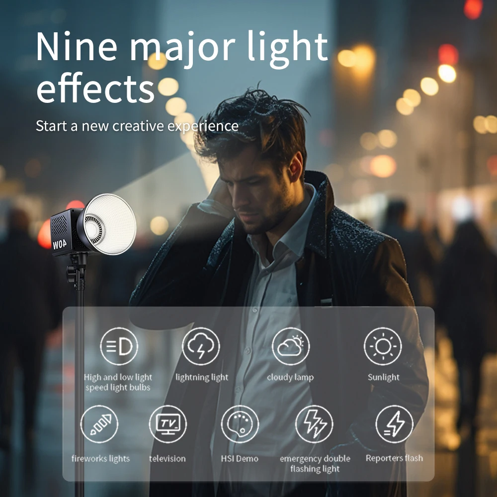 Рукоятка M60 для фотостудии светильник COB Bi-Color CCT 2500-8500K CRI≥ 95 TLCI≥ 97 с рассеивателем светодиодный освещение для видеосъемки Vlog Shoot Fill Lighting