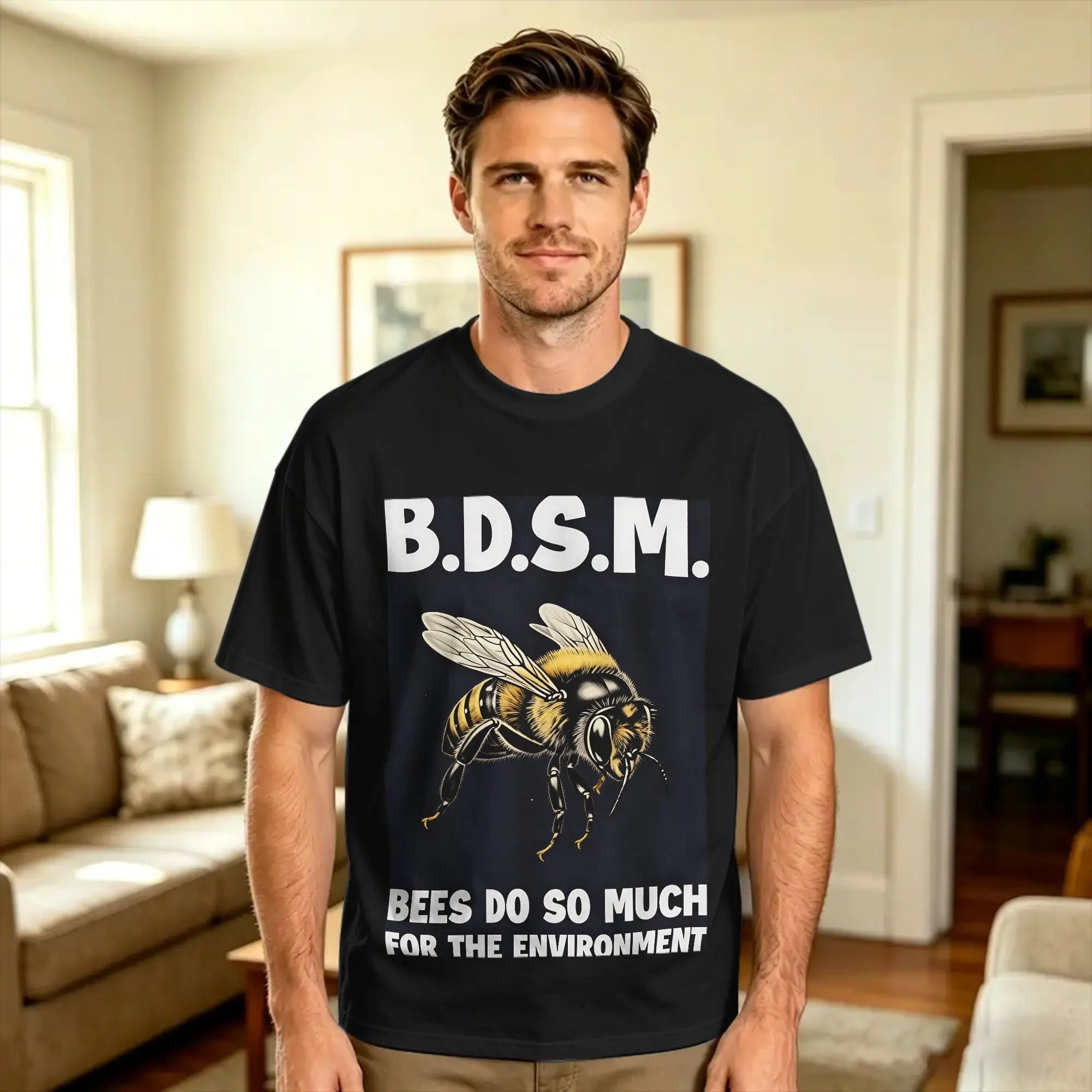 Bees Do So Much for The Environment T-Shirt Male  Vintage T-Shirts Summer Breathable Harajuku Tees Pattern Oversize Clothing