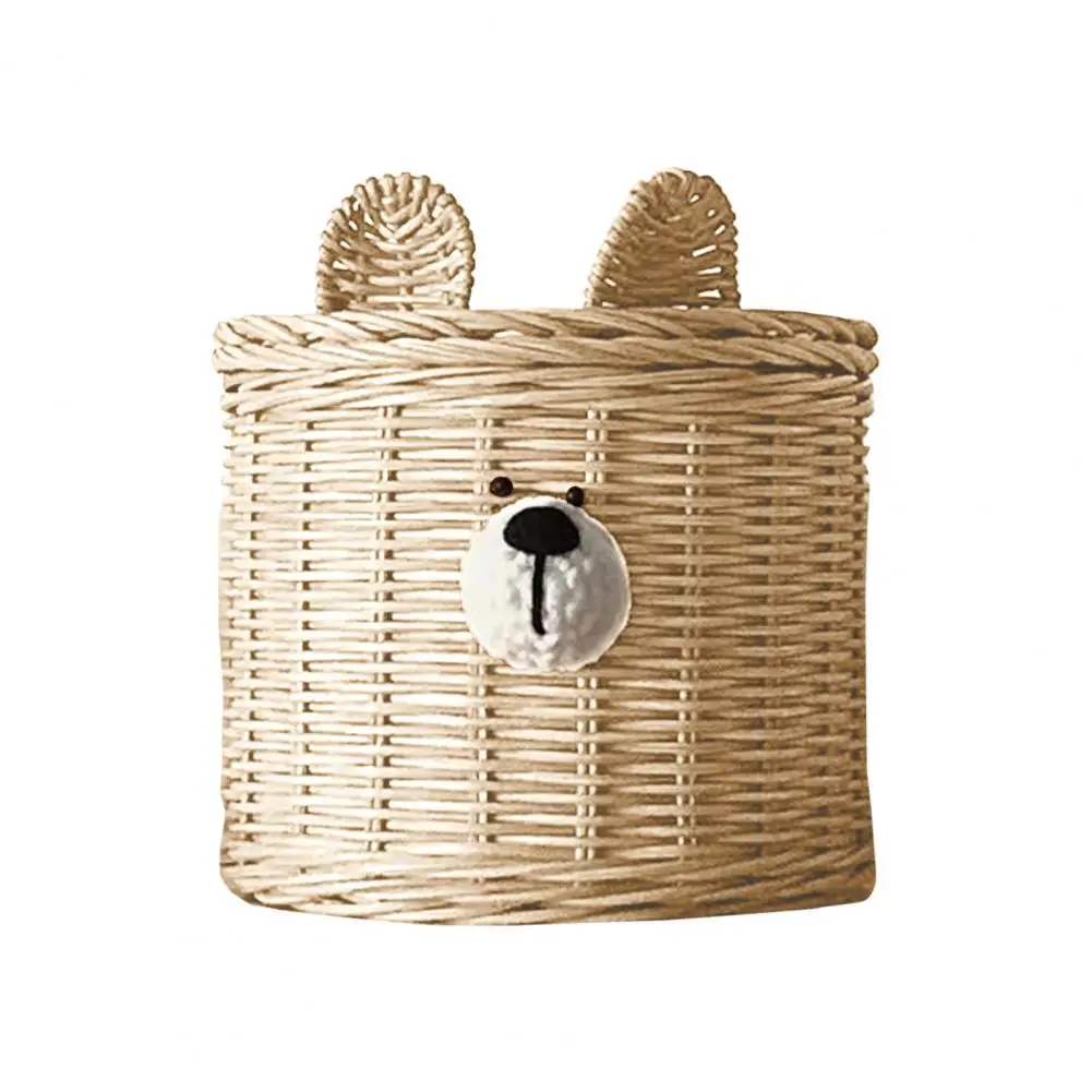 Tissue Box Eye-catching Sturdy Construction Rattan Lovely Bear Tissue Holder Desktop Ornament for Home Tissue Holder