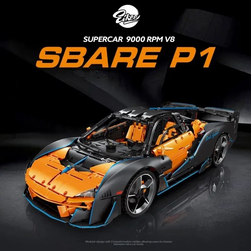 3862Pcs MOC 1:8 Technical SABRE P1 Supercar Scale Building Blocks Model City Racing Sport Car DIY Assemble Toys for Boys Gift