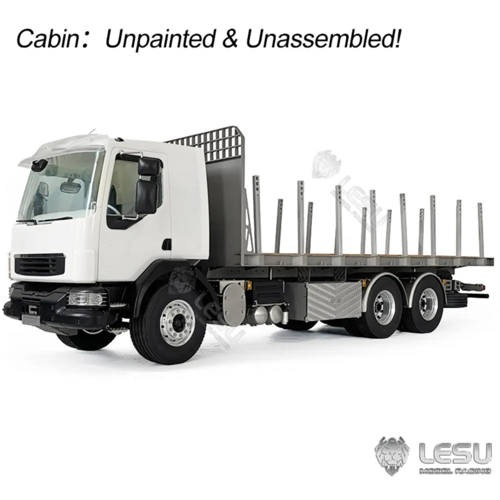 6x4 메탈 섀시 LESU 1/14 2단 변속 RC 플랫베드 목재 트럭 VM FE 라이트 사운드 모터 취미용 원격 제어 화물차 모델 차량