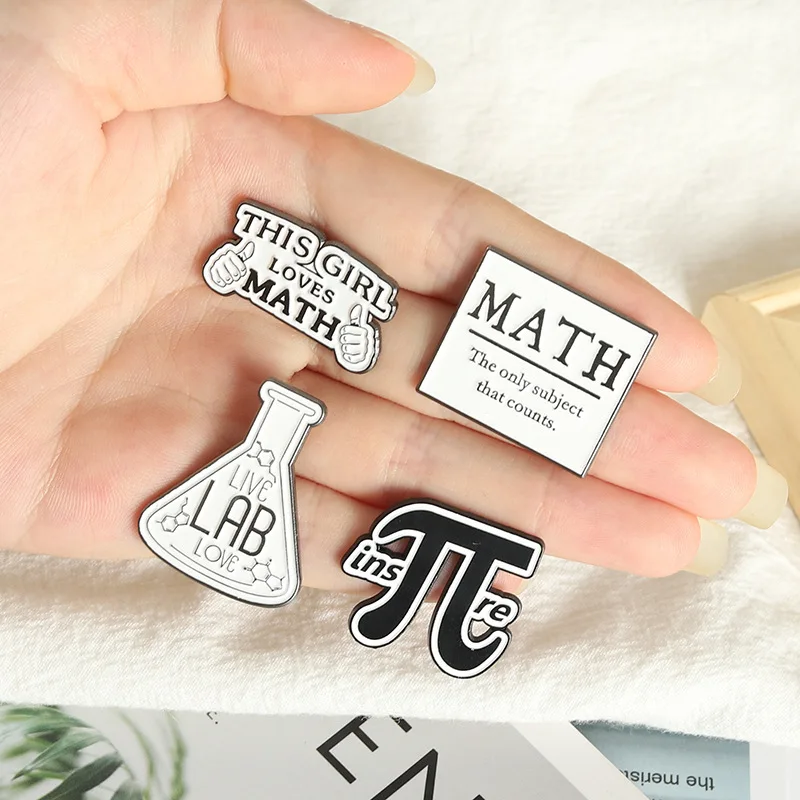 Classic Letter Brooch Physics Math Chemistry Molecule Wifi Needs Energy Relax Game Console Doctor MAYBE Formula PS Pins Jewelry