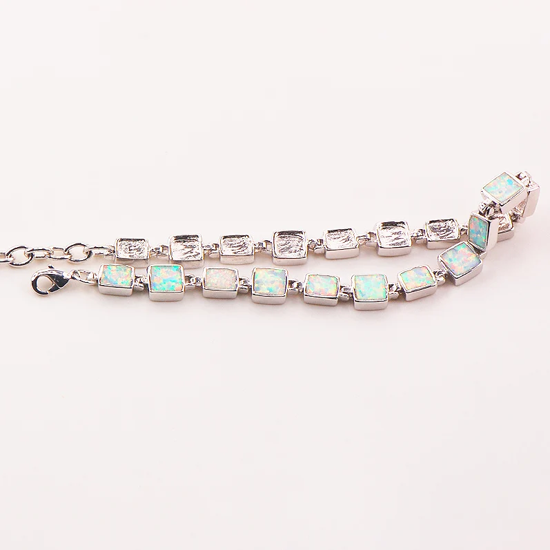 Free Shipping White Fire Opal 925 Sterling Silver   Bracelet 7.5\