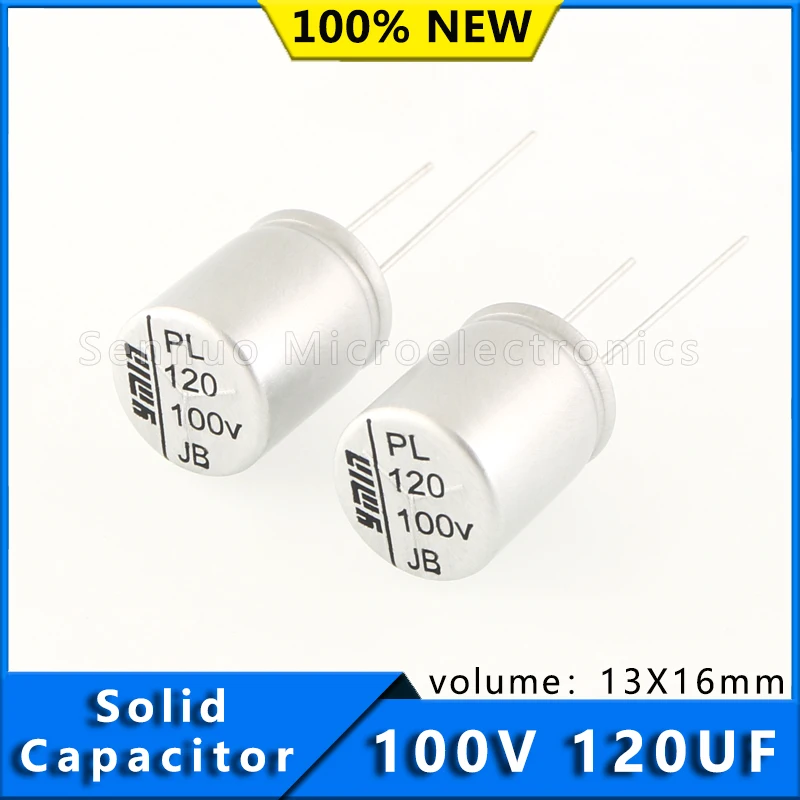 2pcs new 100v 120uf capacitor 13x16mm 120 uf 100 v Solid Electrolytic Capacitor High allowable ripple current and low ESR