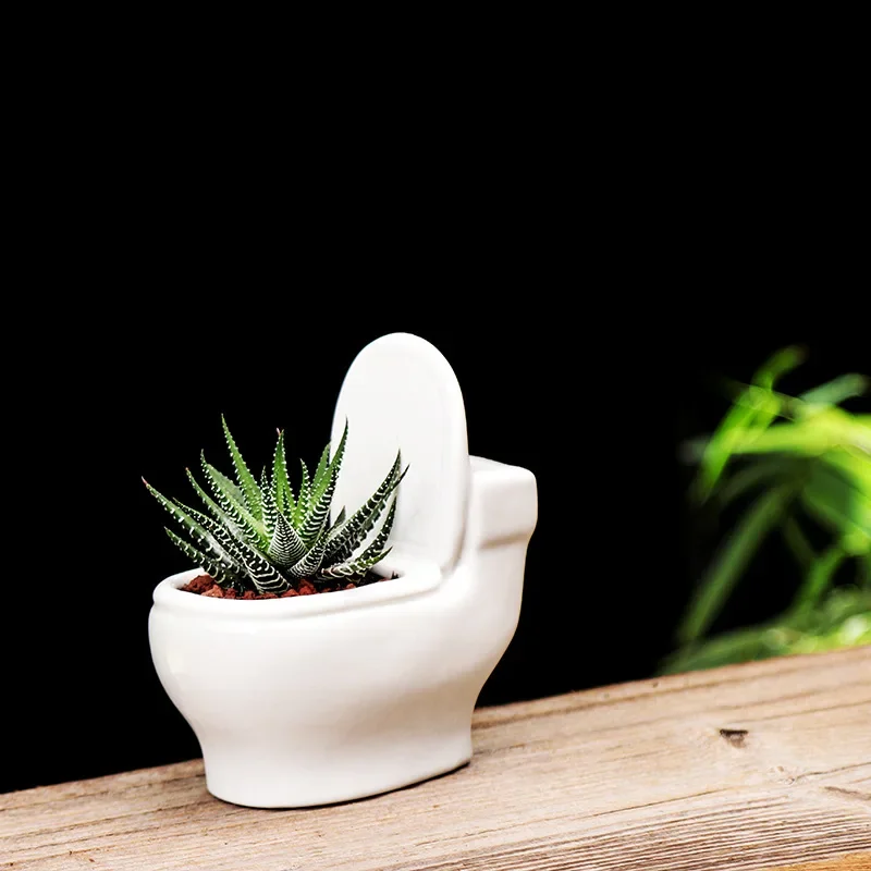 White Ceramic Succulent Planter Creative Balcony Flower Pot for Small Plants Indoor Garden Decor