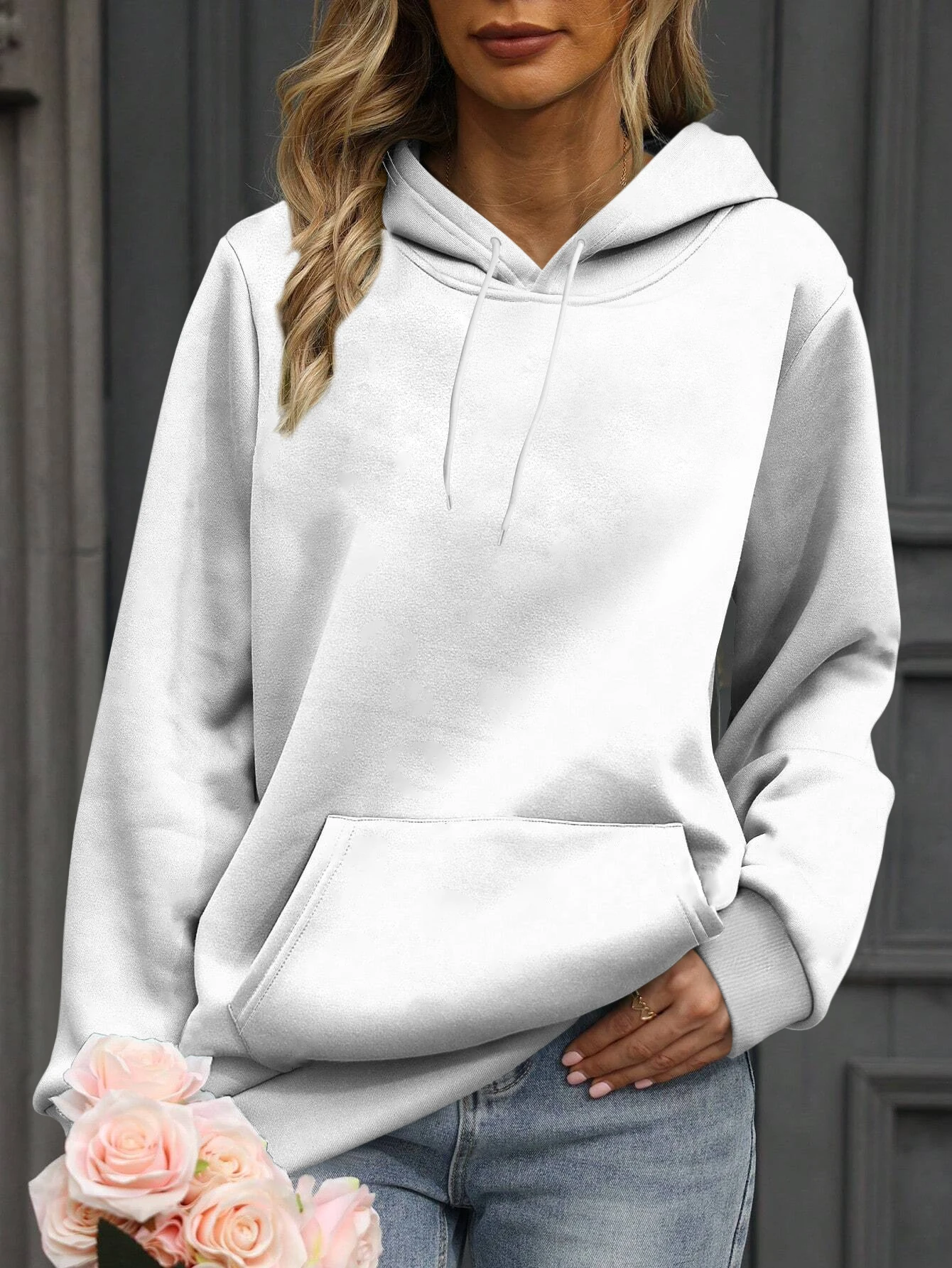 Ocean Beach Wild Wave 1971 Letter Print Hoodie, Drawstring Casual Hooded Sweatshirt for Fall & Spring, Women's Clothing