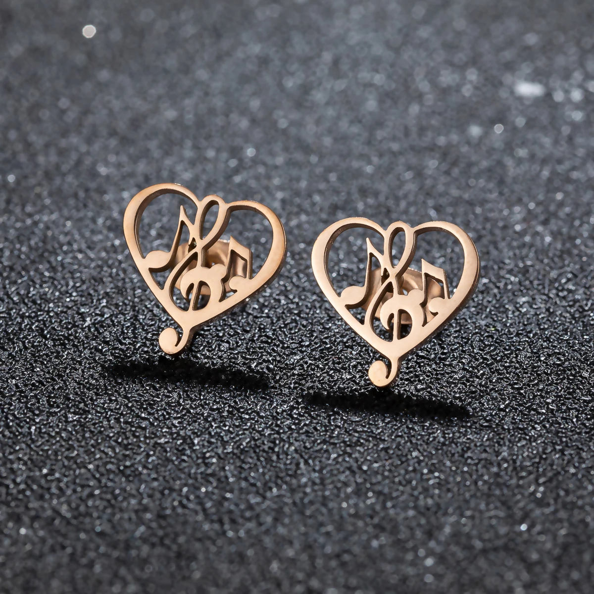 Korean Music Note Earring Heart Of Treble And Bass Fashion Stainless Steel Earings Women Female Wedding Gift Jewelry Pendientes