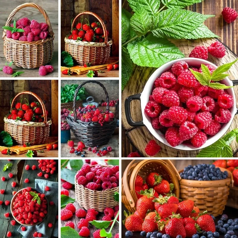 Sweet Berry Raspberry Pictures Full Drill DIY 5D Diamond Painting Cross Stitch Diamond Embroidery Rhinestones Mosaic Decor