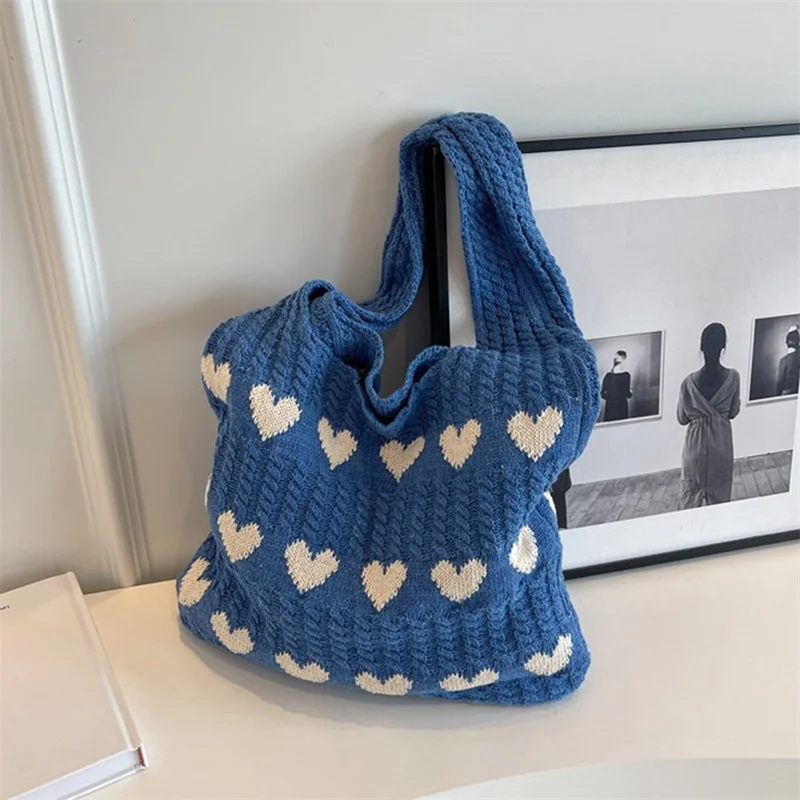 Knitted Handbags Female Large Capacity Totes Women\'s Shoulder Bag Summer Beach Bag Purses Casual Hollow Woven Shopping