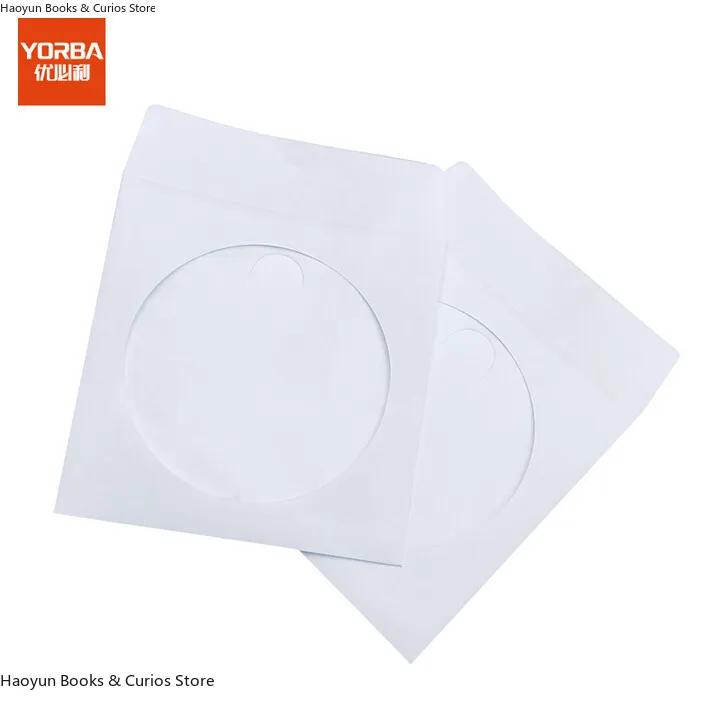 Okładki papierowe na CD/DVD - 100 sztuk, profesjonalna ochrona, ekonomiczne opakowanie, przechowywanie CD/DVD, ochrona CD/DVD