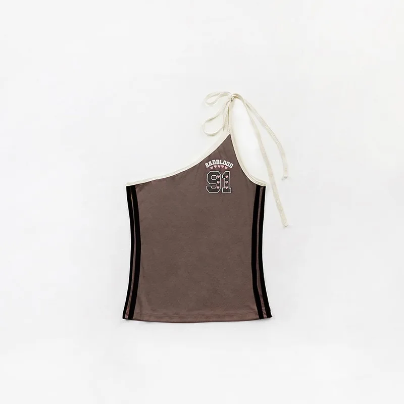 

Sexy American Sle Spicy Girl Strap Vest Women's New Print Design Trendy Top ort Length Street Sle Summer 2024