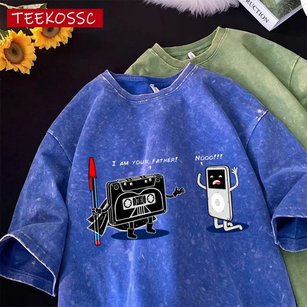 Magnetische Bänder sind älter als MP3 gewaschenes T-Shirt Mann Sommer O-Ausschnitt Kleidung weiche Baumwolle Kurzarm lässig lose neues T-Shirt