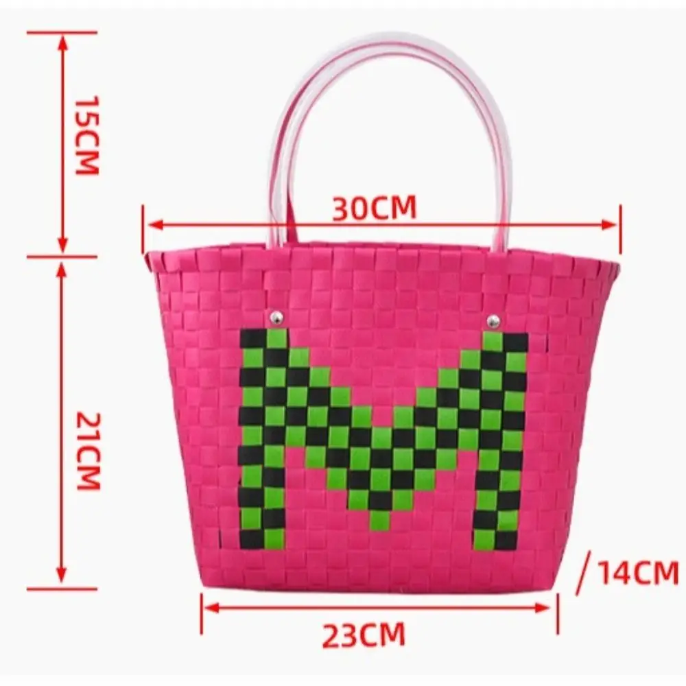 Bolso de hombro tejido a mano, bolsa de cesta de verduras, cestas de animales, bolso de compras tejido informal, bolso de mano de dibujos animados de gran capacidad