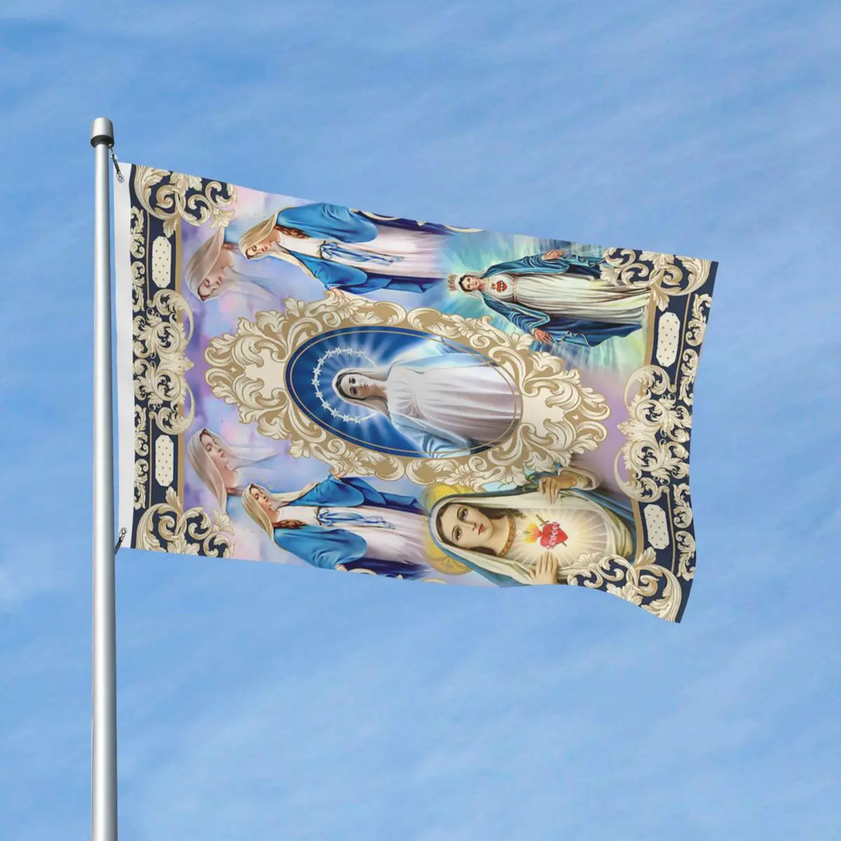 Our Lady Of Guadalupe Flags Fade Proof Outdoor Banner Virgin Mary Christian All Weather Hanging Decoration 90x150cm