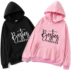 Besties Mode Print Sweatshirt Women Fleece Hooded Casual Best Friends Hoodies Autumn Winter Besties Girls Trip Women Streetwear