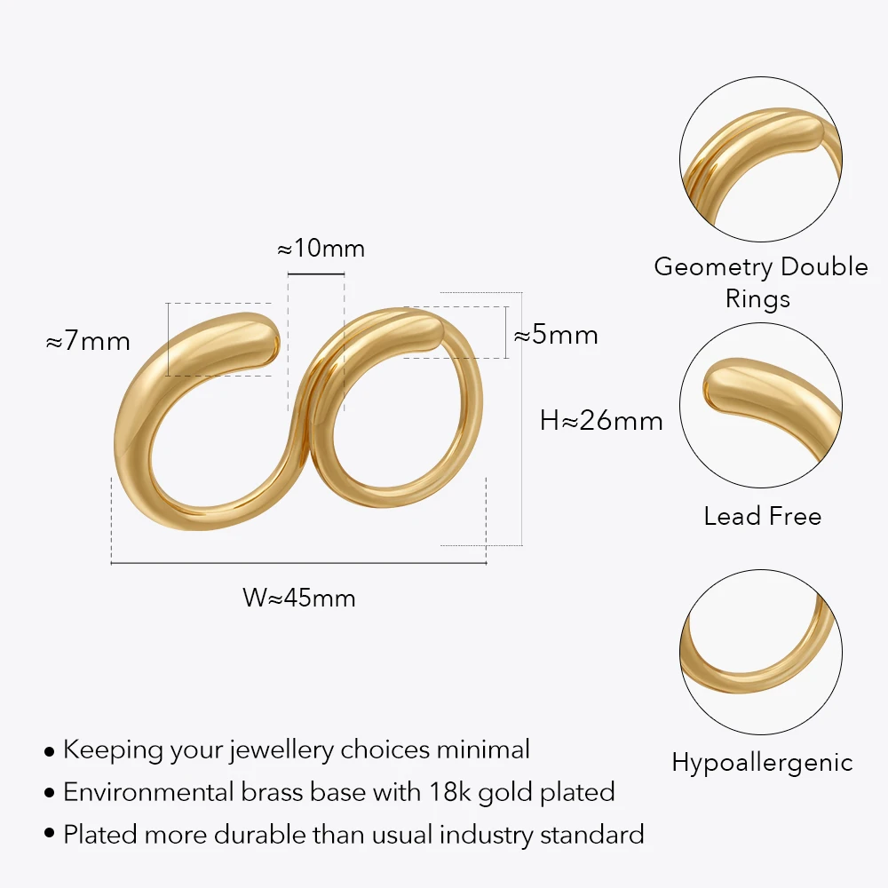 ENFASHION Double Rings Adjustable For Women Anillos Mujer Gold Color Fashion Jewelry Rings Simple Office Dropshipping R234202