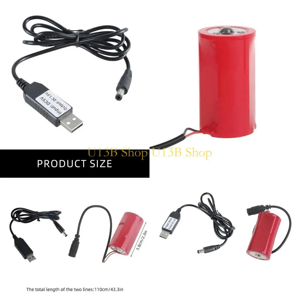 

U13B USB to 1.5V LR20 D Battery Eliminators Cable for Remote Controls USB Power Cable