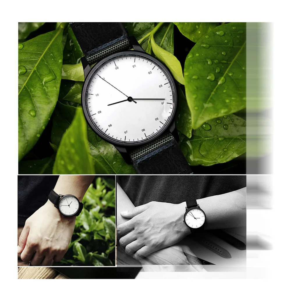 Creative design, counterclockwise quartz watch, reverse watch, suitable for both men and women. Comfortable canvas strap.