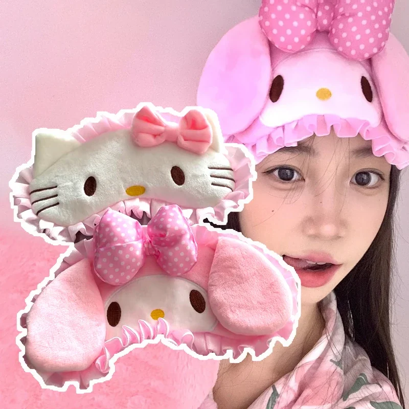 لطيف سانريو الكرتون مرحبا كيتي قناع عين أنيمي الطرفية أفخم بلدي ميلودي وسادة عين اليابانية Kawaii الفتيات النوم قناع عين الهدايا