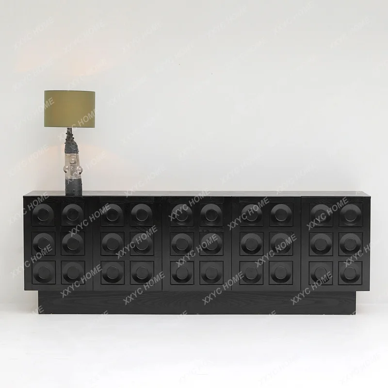 

L retro home entrance cabinet black living room storage shoe cabinet