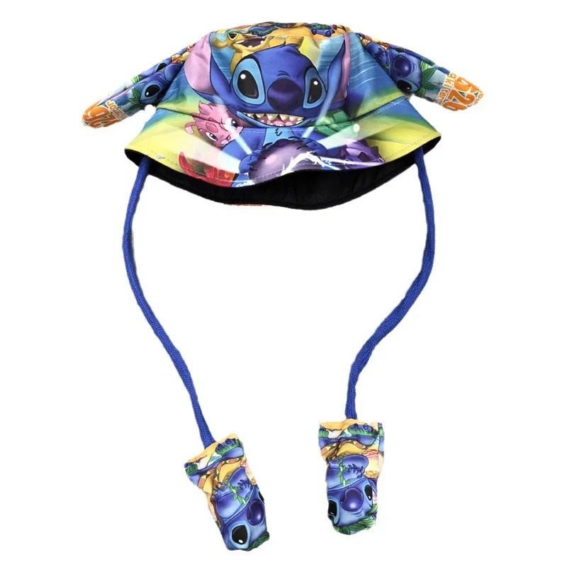Disney Stitch Fisherman Hat Bucket Hat Summer Children Panama Hats with Moving Ears Cartoon Outdoor Sun Hat Girl Cosplay Cap