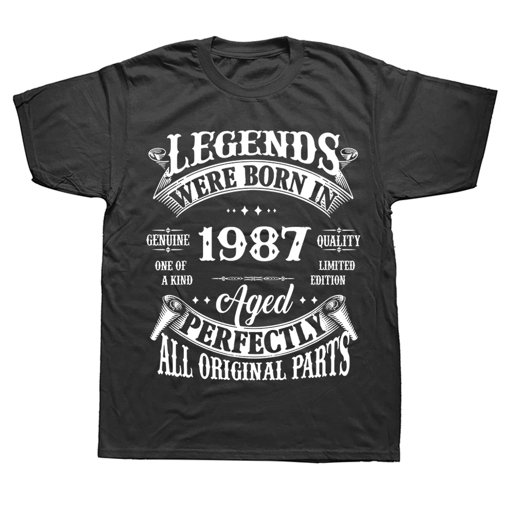 Funny Legend Born 1987 37th Birthday Gifts 37 Years Old Tee Tops Round Neck Short-Sleeve Fashion Tshirt Casual Basic T-shirts