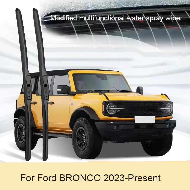Car Custom Wet Arm Frameless Wiper Blades Upgrade Windshield Water Spray Cleaning Auto Accessories For Ford BRONC 2023-Present