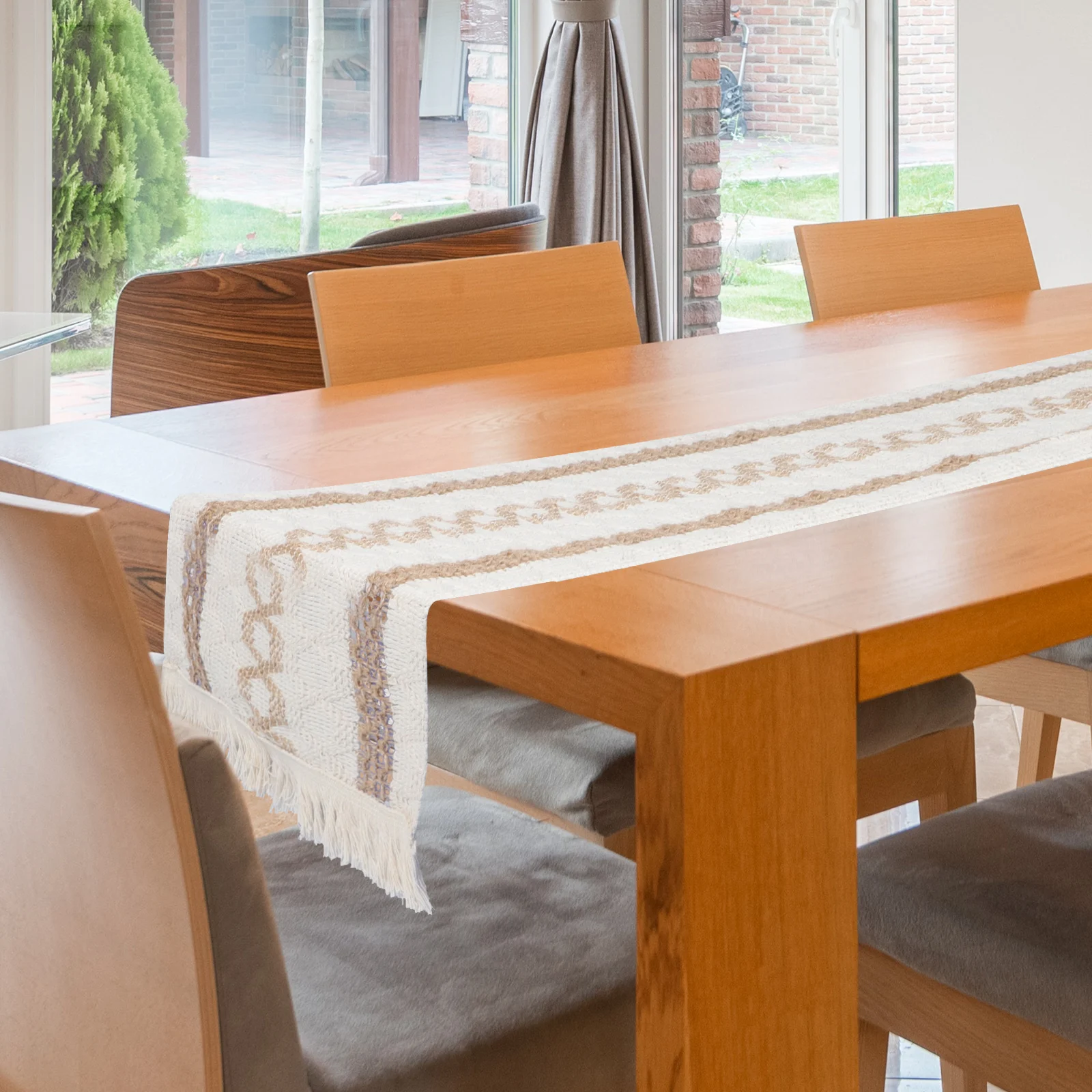 

Cotton Linen Table Runner Tassel Tablecloth Decoration 50x180cm Simple Design Premium Material Home Decor Farmhouse Banquet