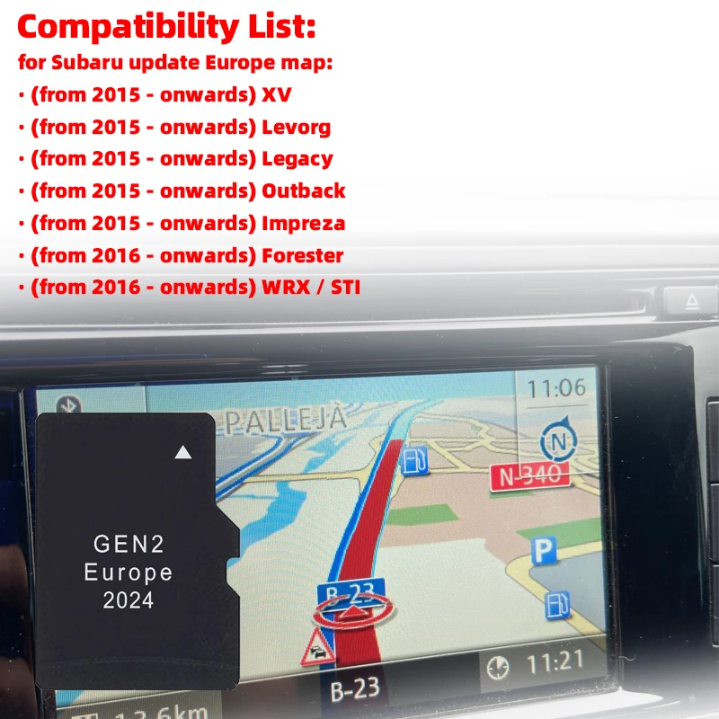 Update TF Card GPS P56YH03-E2024 Maps EU North America for Subaru Outback/Impreza/Forester/WRX/STI Vehicle 2024 GEN2 Navigation