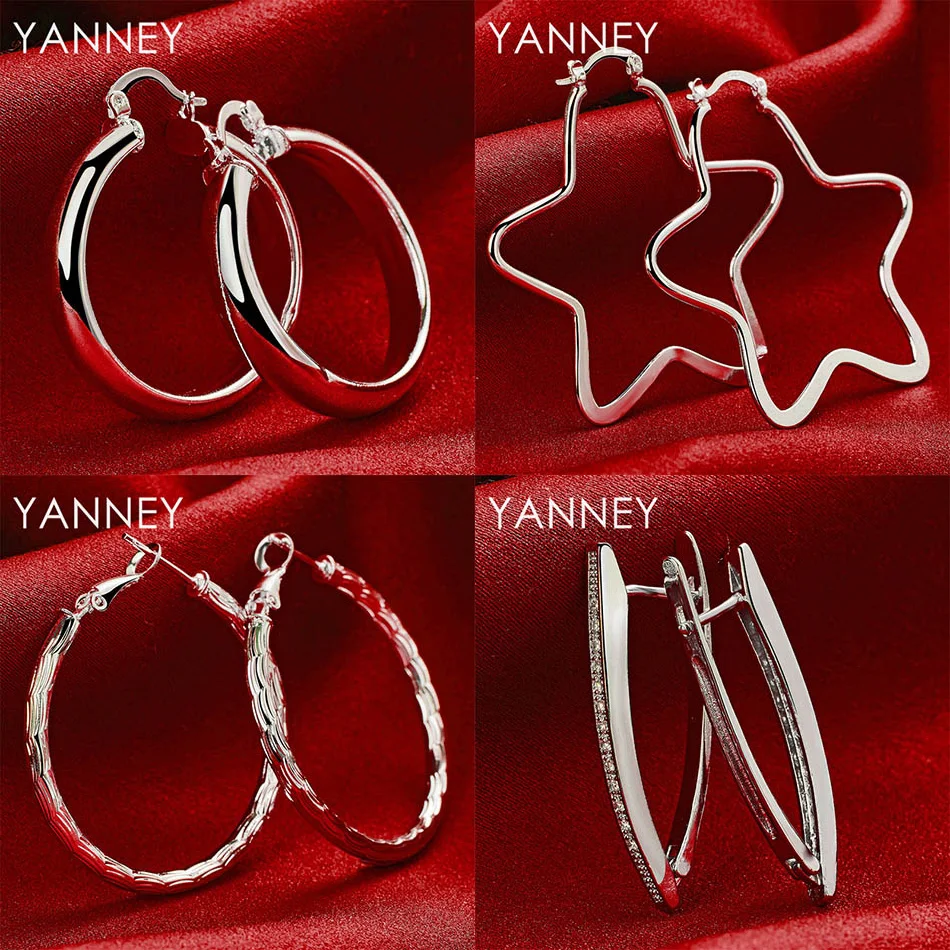 

925 Sterling Silver Exquisite Star Round Earrings Women Fashion Accessories Jewelry Gift Charm Wedding Party