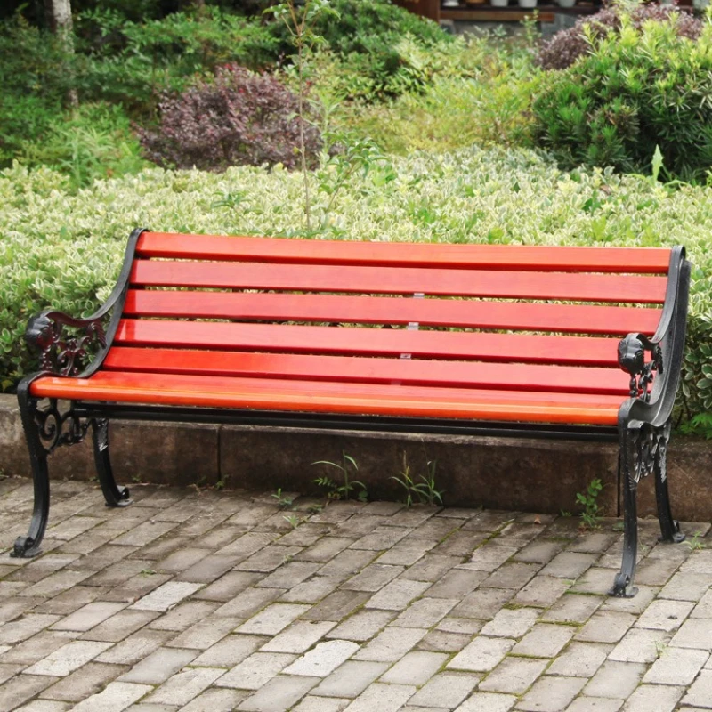 

Park Chair, Bench, Courtyard, Garden Leisure Square Chair, Solid Wood Backrest Chair, Cast Iron Anti-corrosion Wood Bench