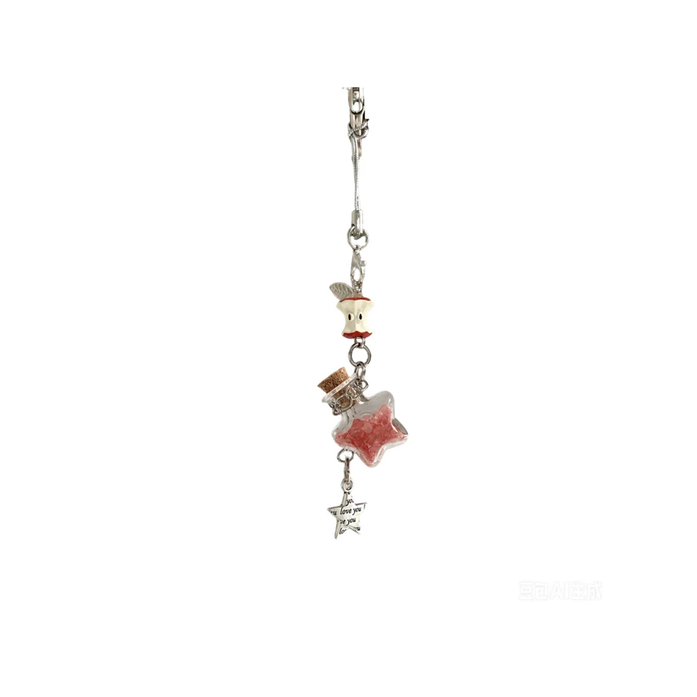 Fruit Phone Charm Cute Handmade Key Chain Wishing Bottle Key Chain Sweet Star Bottle Charm For Journals Suitcases Small Gift