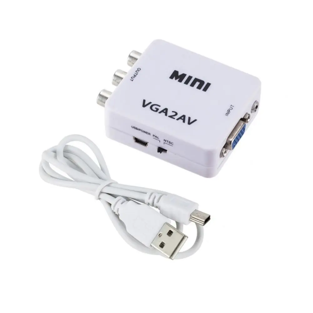 VGA2AV Mini VGA2AV Converter AV Output HD 1080P VGA To AV Converter VGA Input Conversion Line VGA To AV RCA Adapter