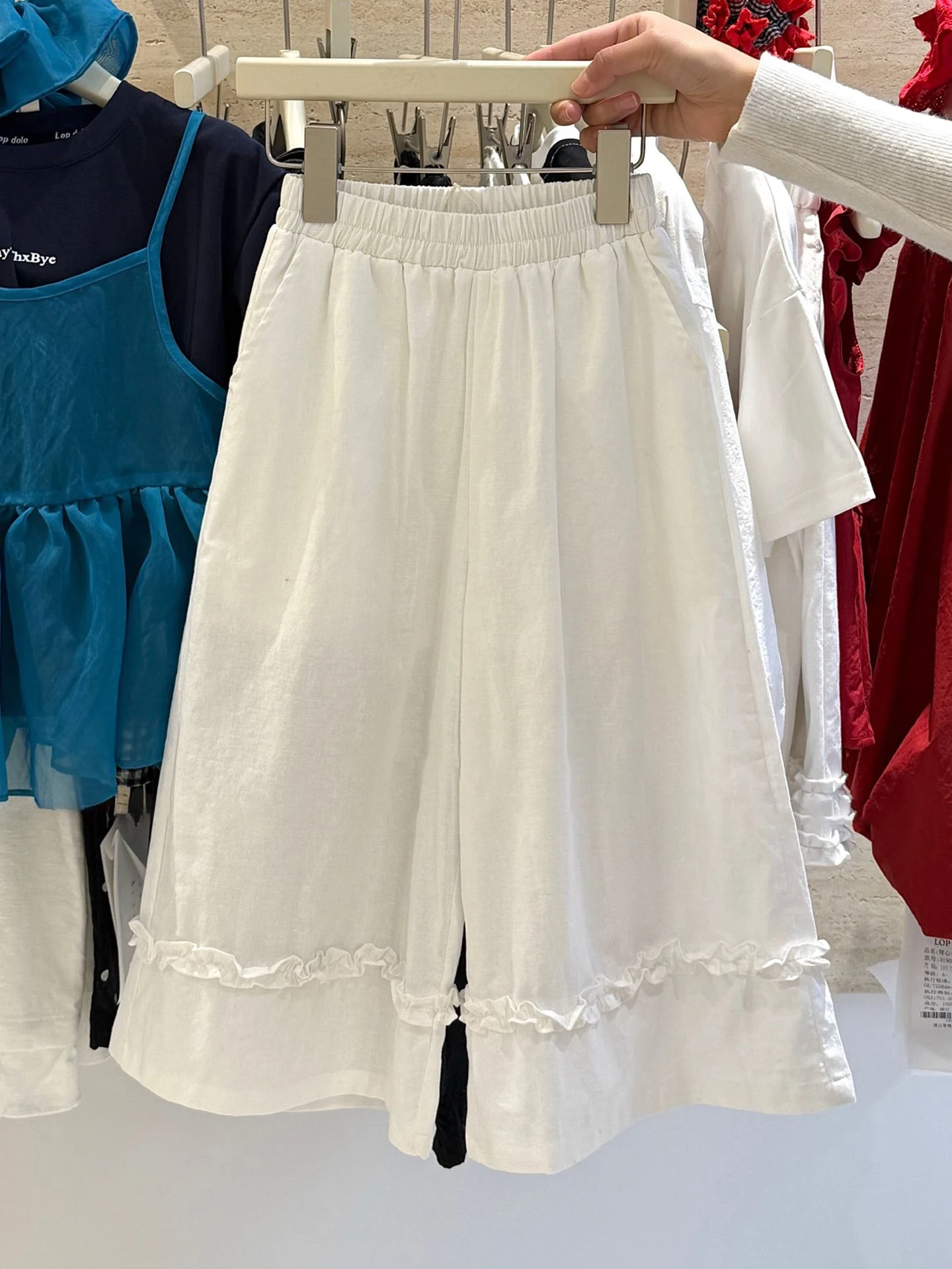 

Girls Loose Casual Pants Summer Fashion Wooden Long Trousers White Wide Leg Pants Children's Clothing Kids' Trousers