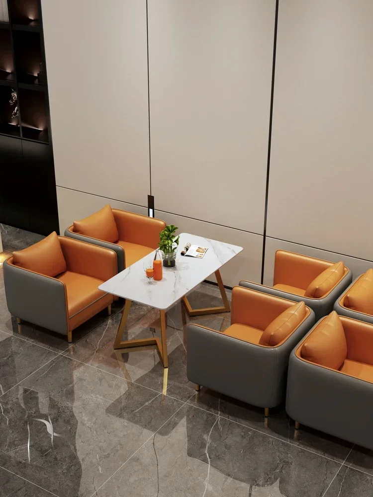 Light luxury cafe milk tea 4S shop leisure rest area negotiation reception commercial restaurant booth sofa table and chair