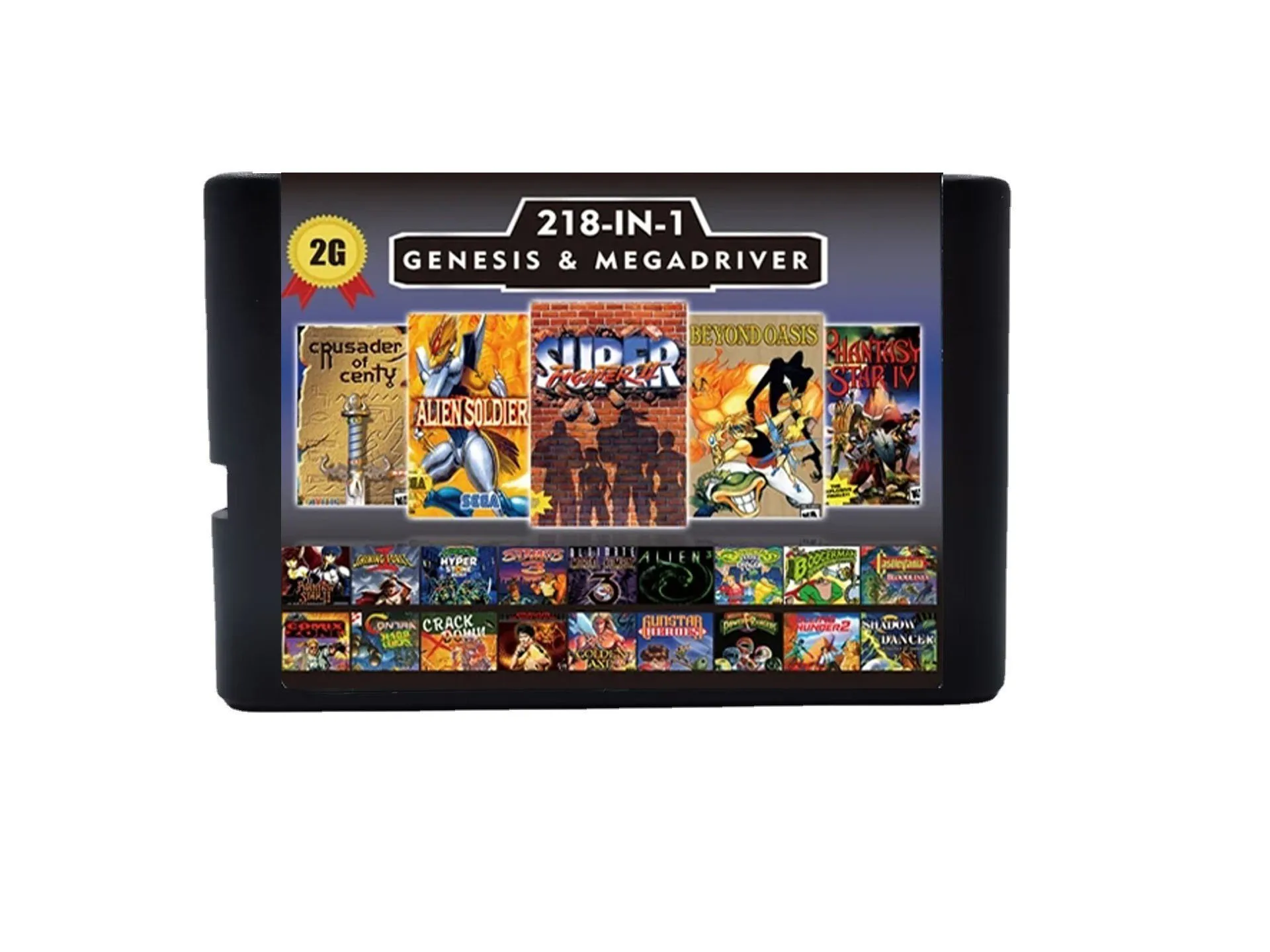 2G Game Card 218 in 1 Plus Battery Save For Sega Genesis Megadrive Game Console with Phantasy Star II IV Crusader Of Centy Ooze